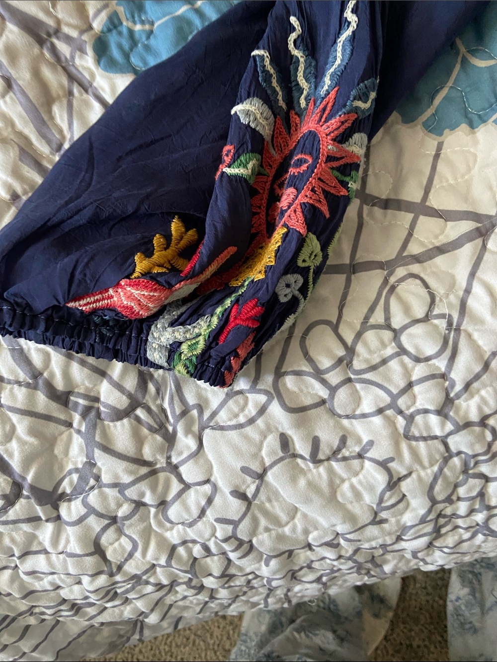 Johnny Was Navy Embroidered blouse - Picture 4 of 8